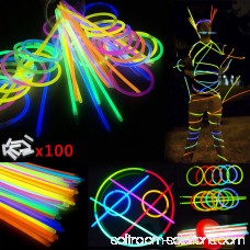 100 Count Long Lasting Glow Sticks Party Tube - 8 Premium Glow Bracelets - Assorted